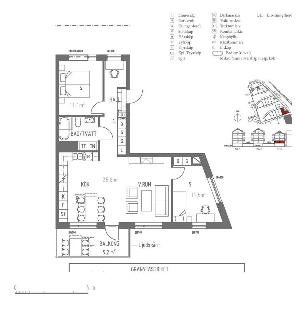 Floor plan for Arlagatan 4