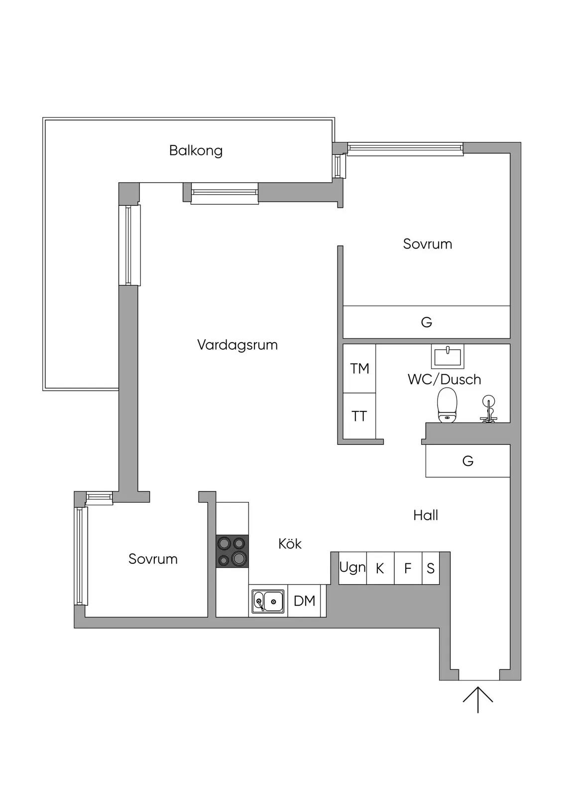 Planritning för Snoilskyvägen 38, 1,5 tr