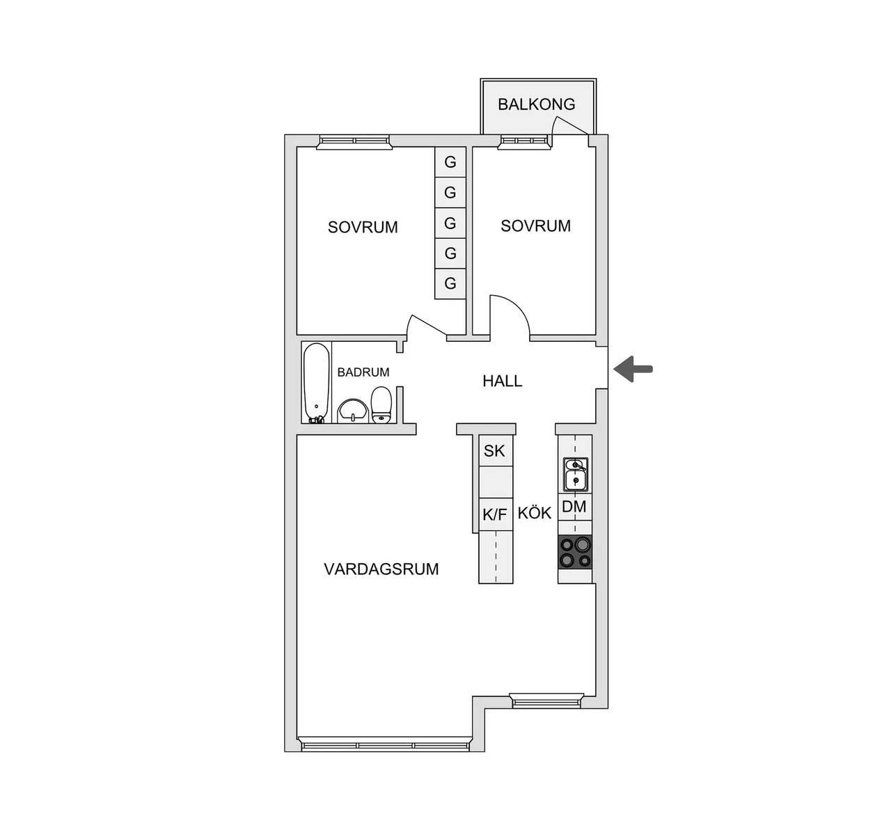 Planritning för Murargatan 22A