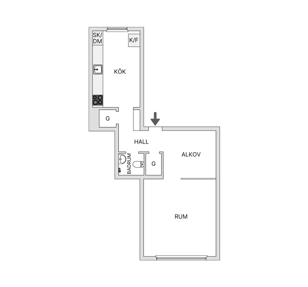 Floor plan for Karlshamnsgatan 7B
