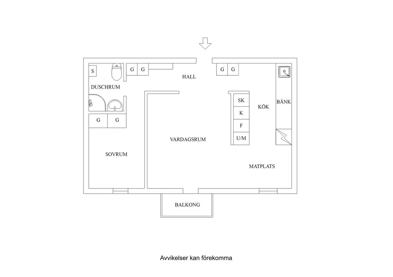 Floor plan for Skolgatan 4C, 1 tr