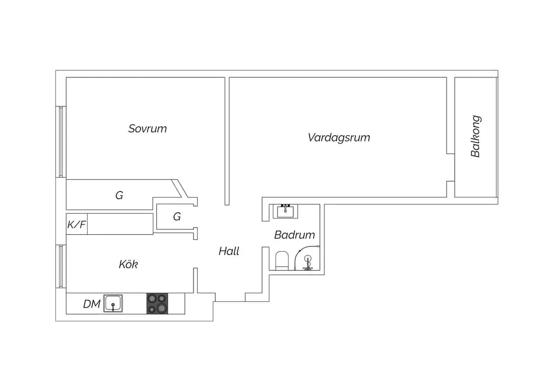 Floor plan for Sofierogatan 3C