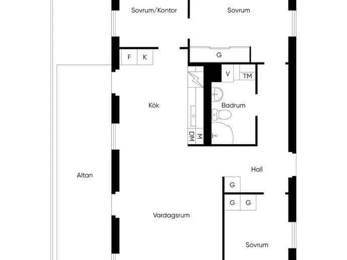 Planritning för Hindergårdsgatan 23E