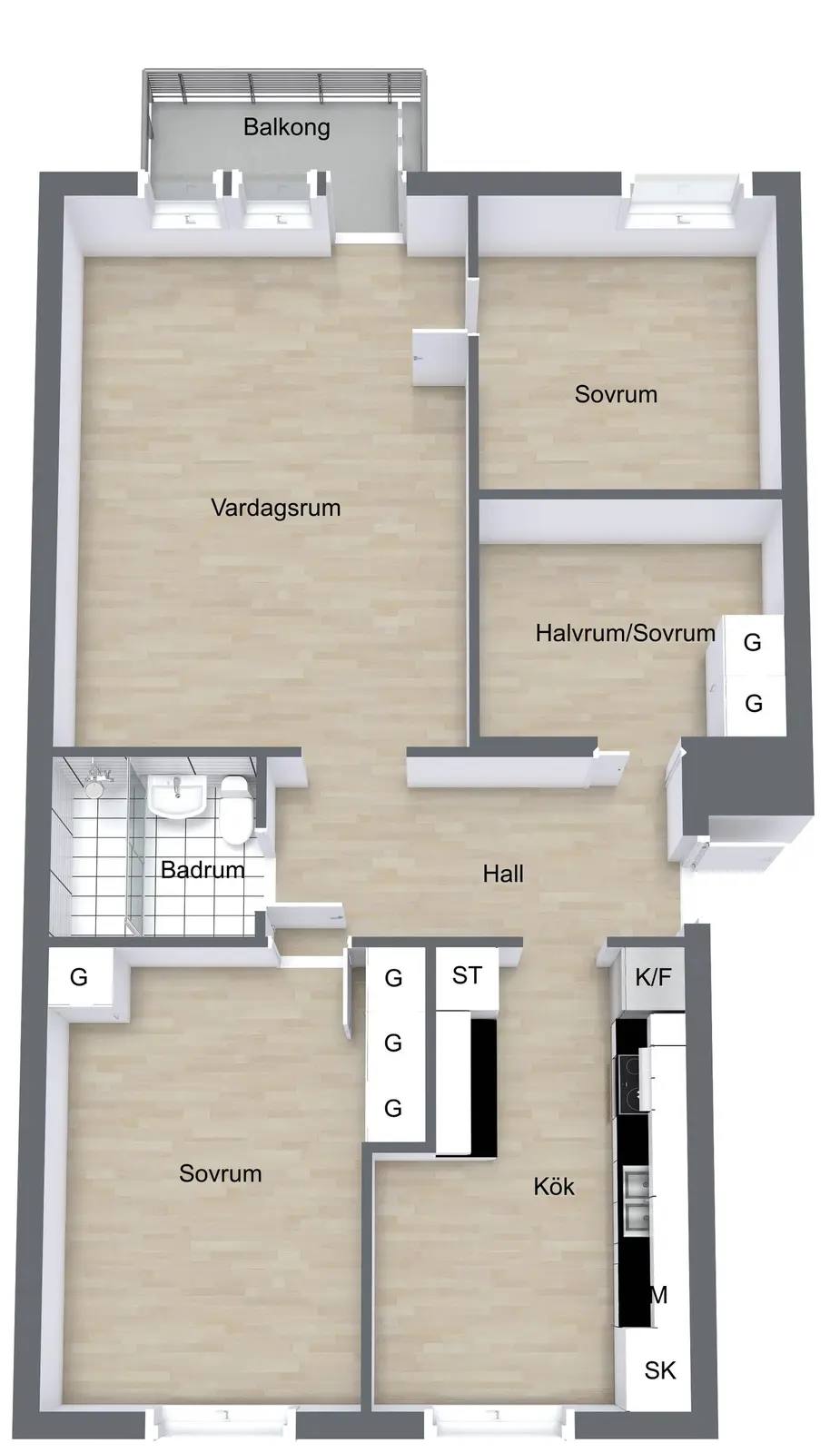Planritning för Stigbergsvägen 8A