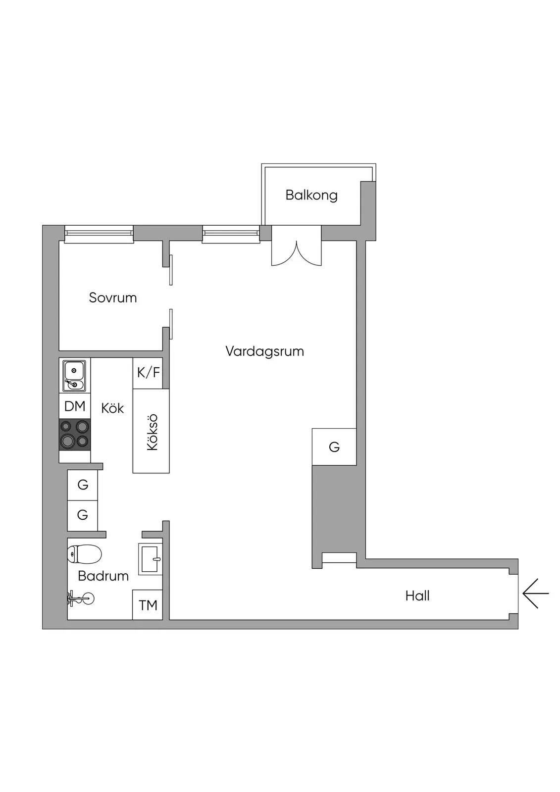 Floor plan for Industrigatan 5, 3tr