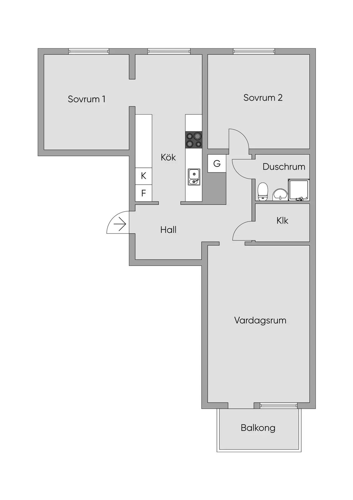 Planritning för Sätunavägen 16B