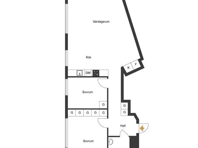 Floor plan for Garvaregatan 4B