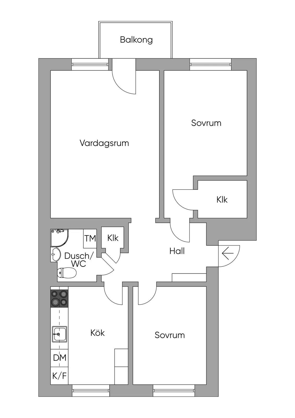 Planritning för Hägerstensvägen 157A, vån 4 av 4