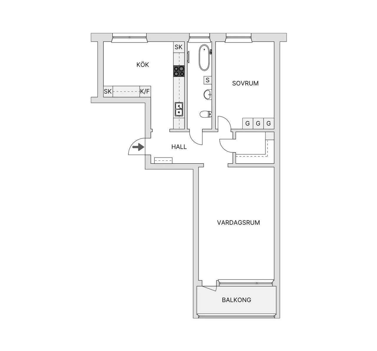 Floor plan for Kapplandsgatan 68