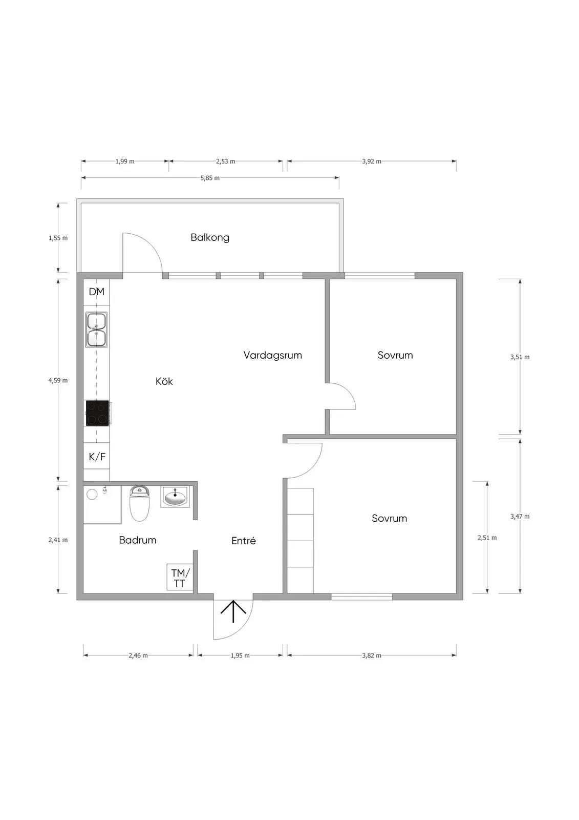 Planritning för Skolvägen 3E