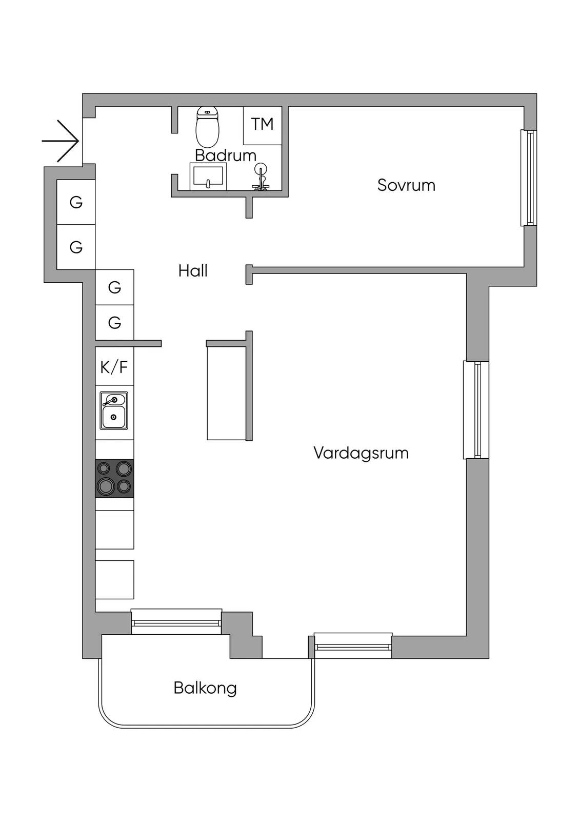 Planritning för Stagneliusvägen 28, 2tr