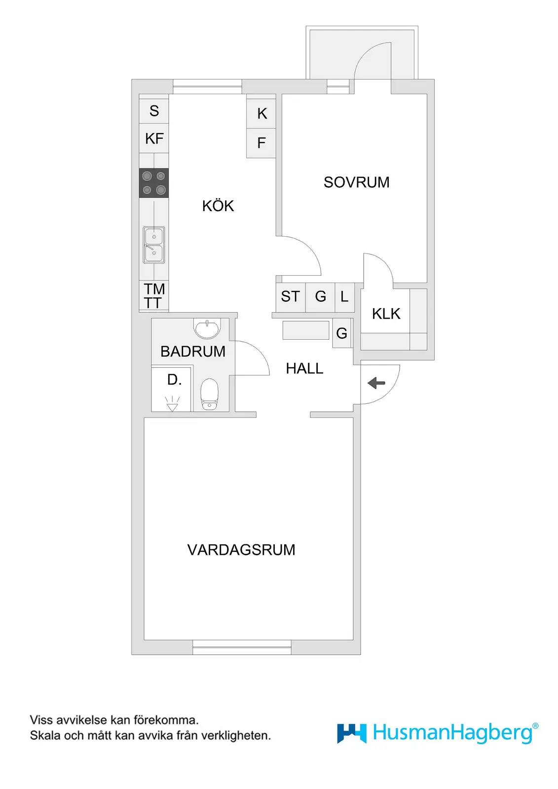 Planritning för Hagmarksvägen 3B