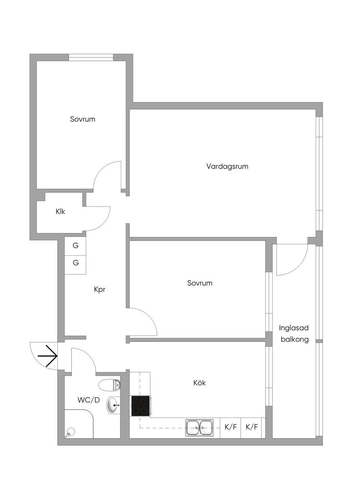 Planritning för Elsarostigen 6