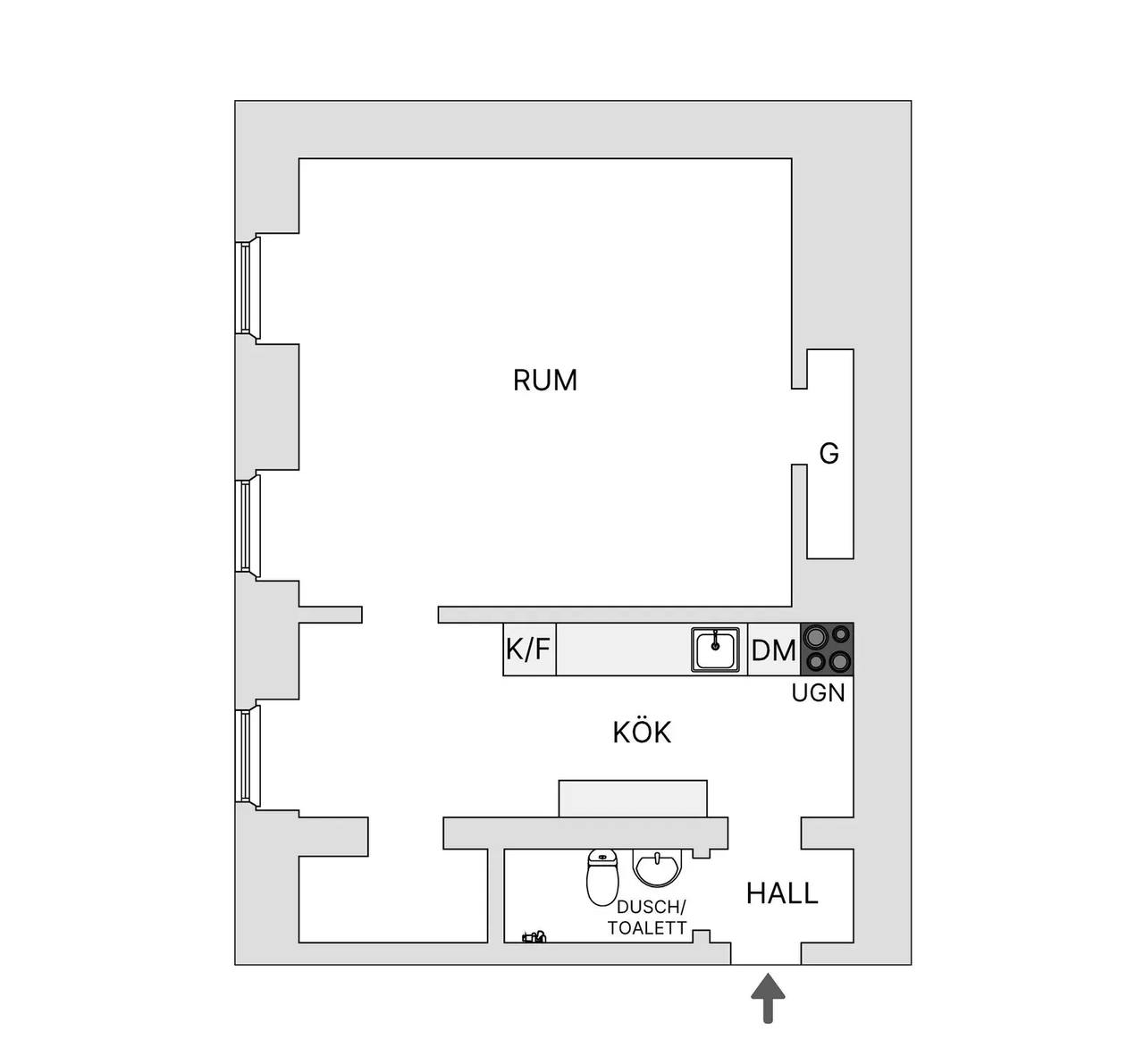 Floor plan for Krukmakargatan 38