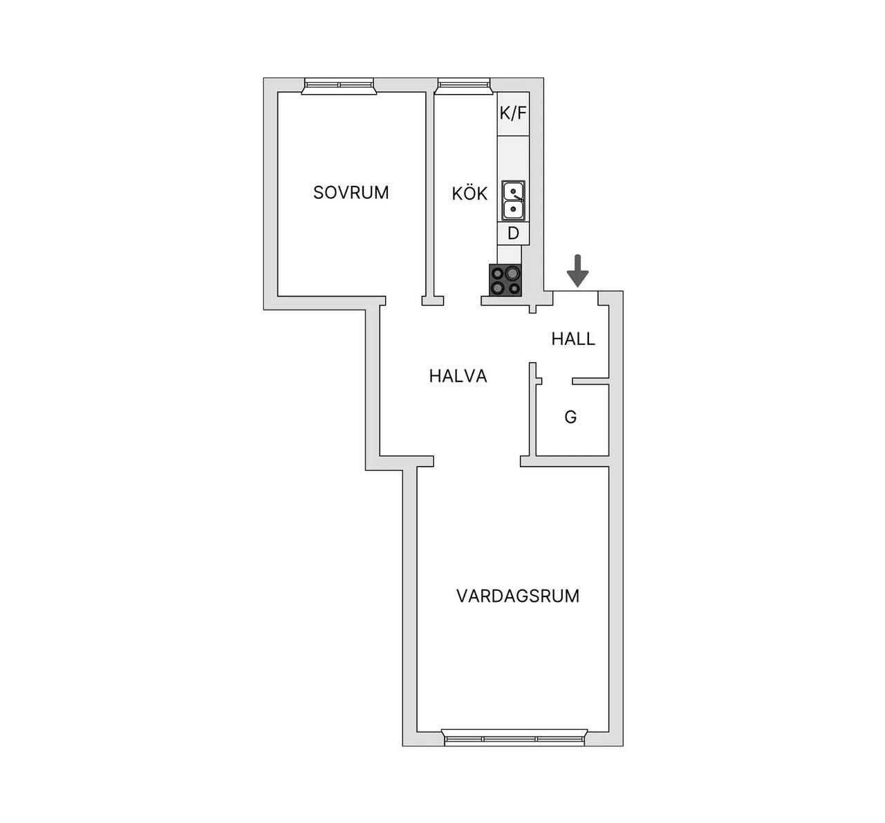 Floor plan for Lönngatan 52C