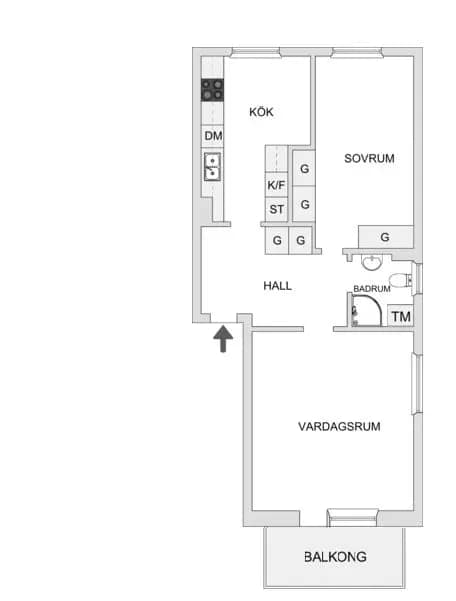 Floor plan for Fredriksdalsgatan 5F
