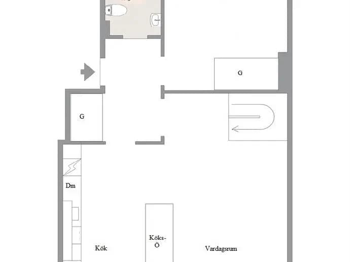 Planritning för Valbogatan 23 B