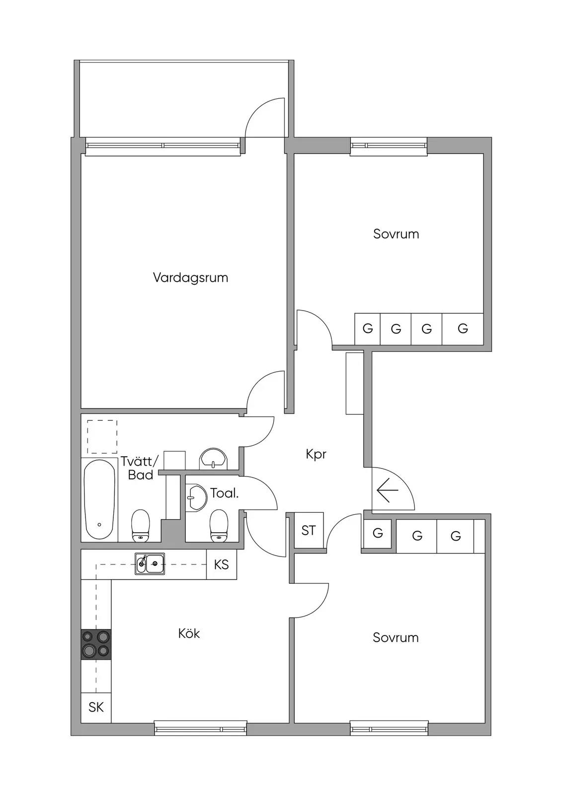 Planritning för Jonstorpsvägen 6 våning 4