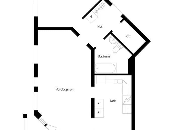 Floor plan for Skrågatan 4