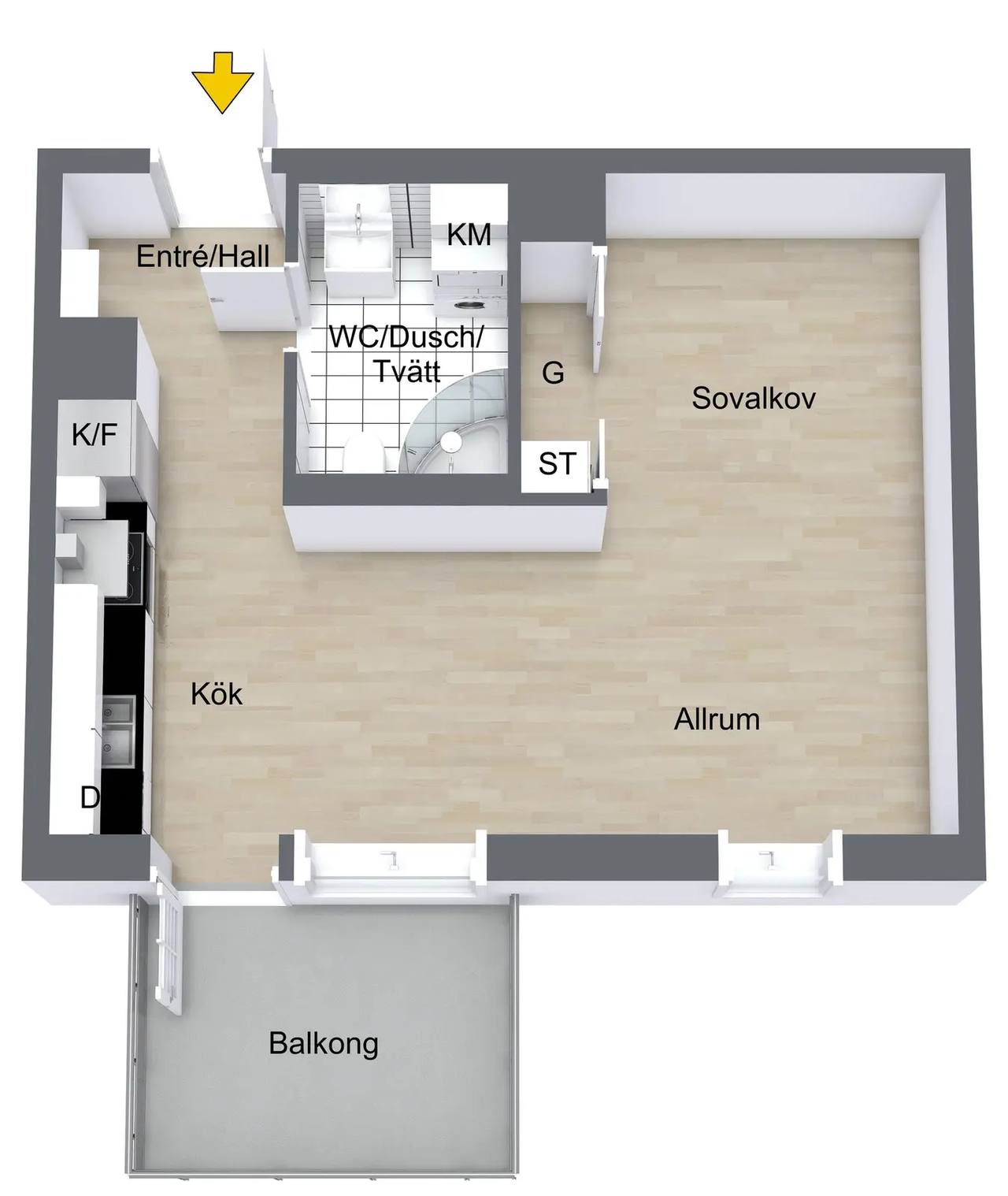 Planritning för Kungsgatan 93F