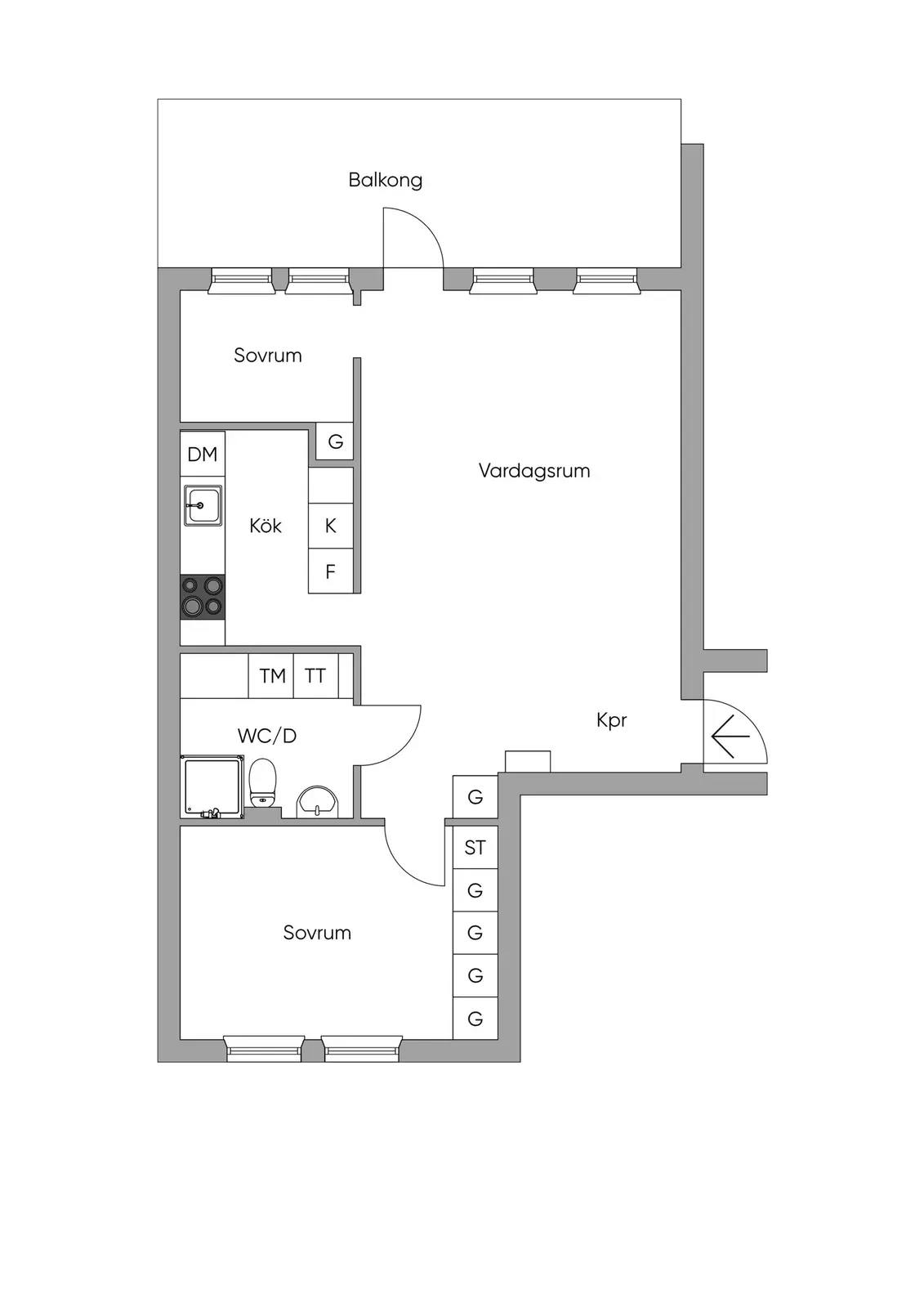 Floor plan for Starrbäcksgatan 11C