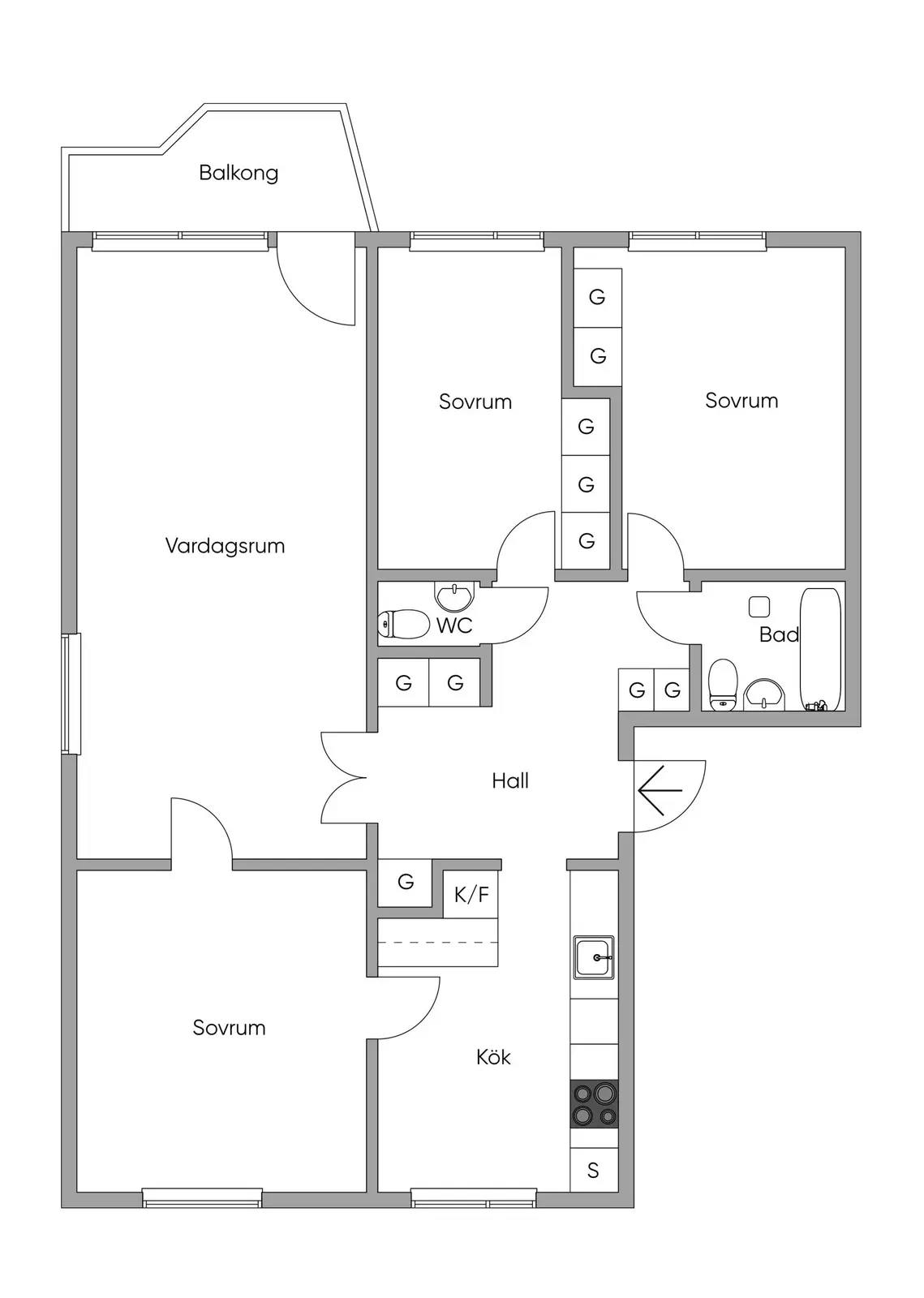 Planritning för Ölmevägen 4