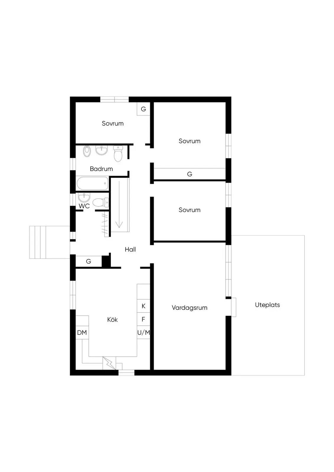 Planritning för Luciavägen 5