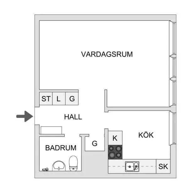 Planritning för Andréevägen 51B