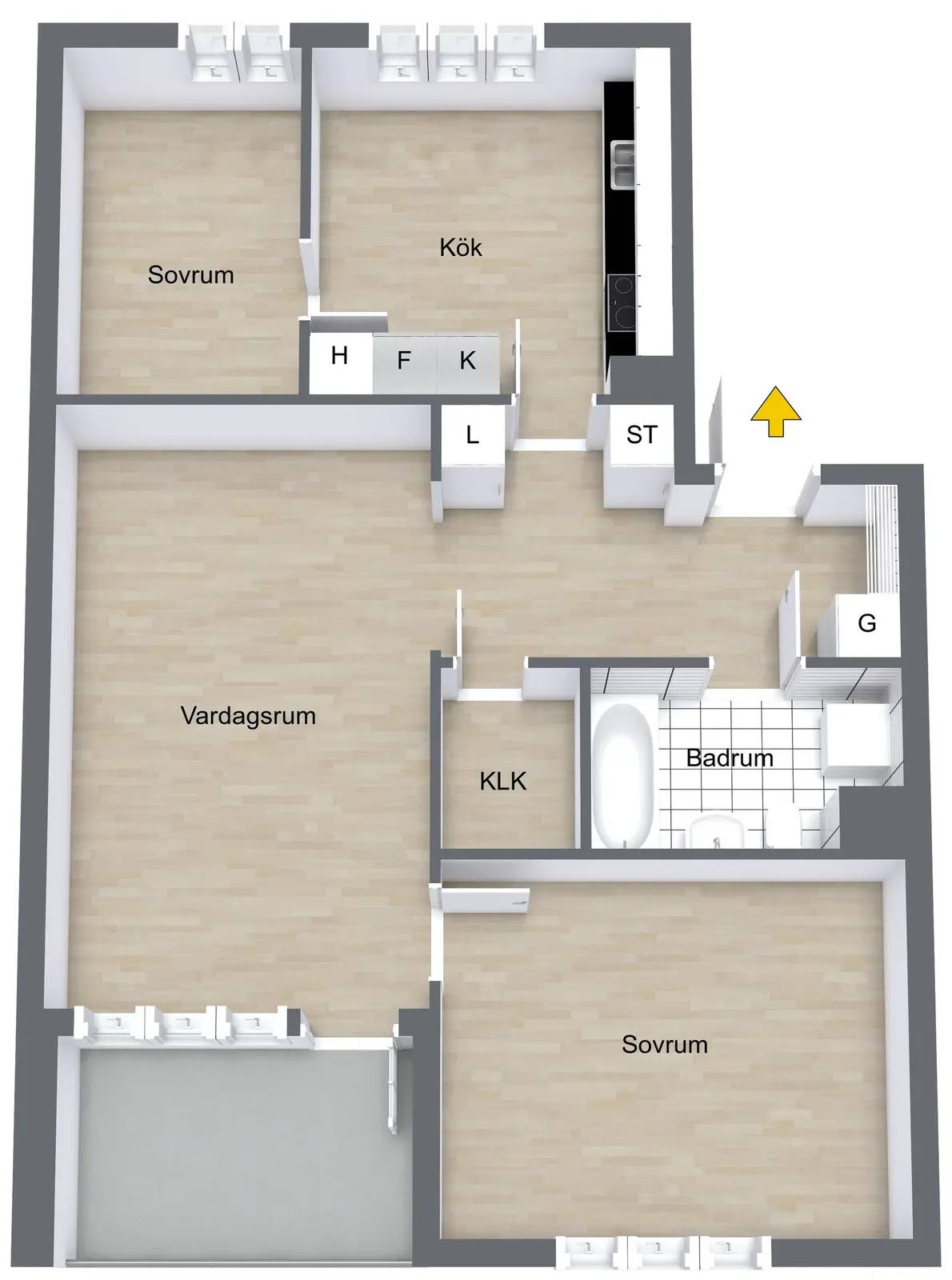 Planritning för Gustaf Kjellbergs väg 16