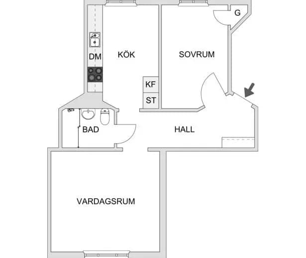 Floor plan for Brahegatan 10B