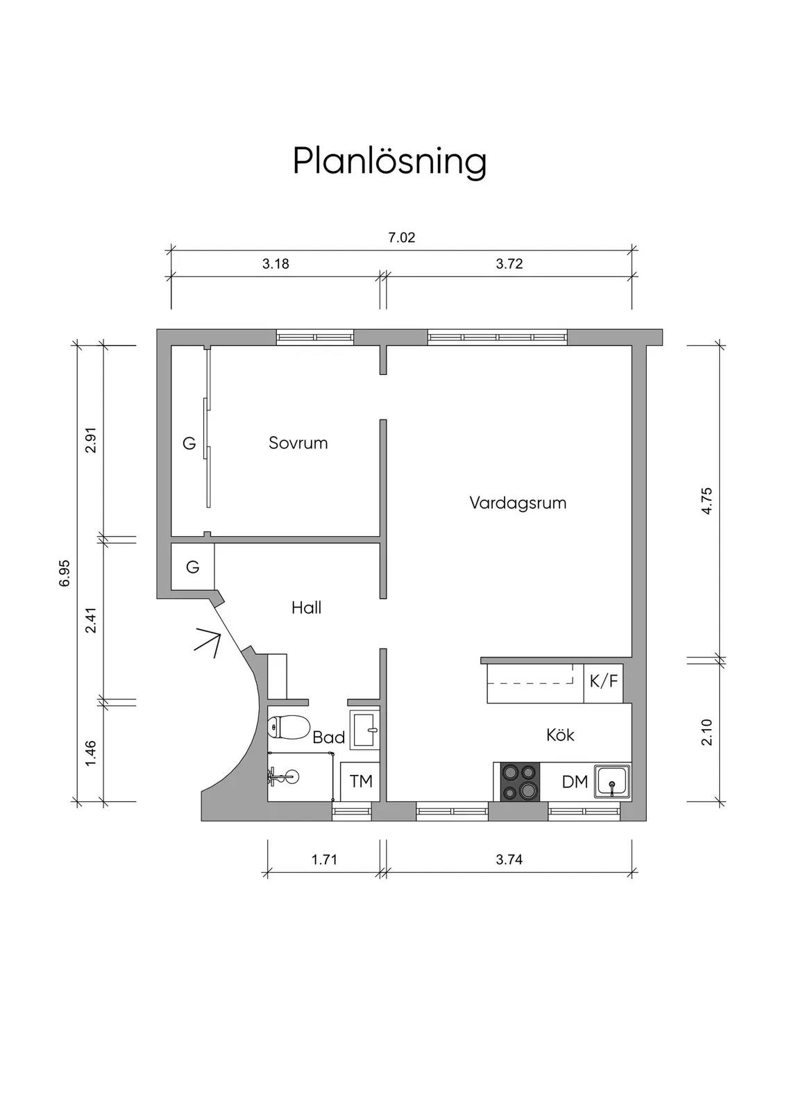 Floor plan for Älvkarleövägen 25, 3av3 tr