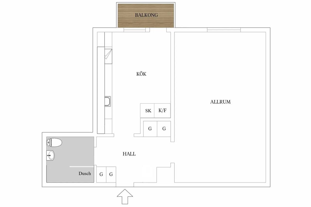 Planritning för Backgatan 23D