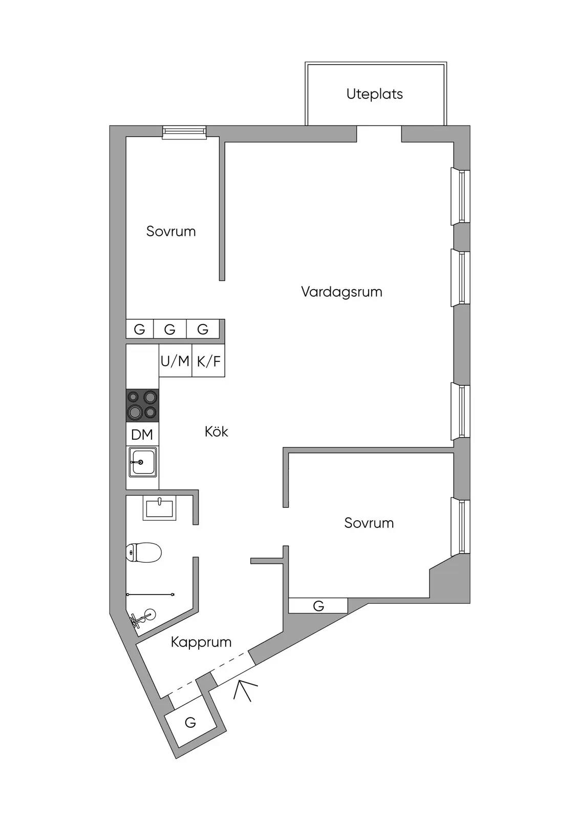Floor plan for Birger Jarlsgatan 44