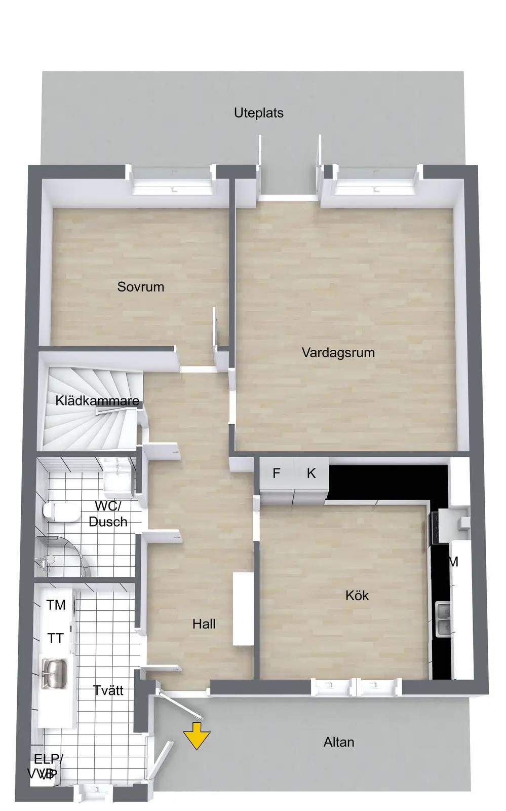 Planritning för Ramstalundsvägen 15B