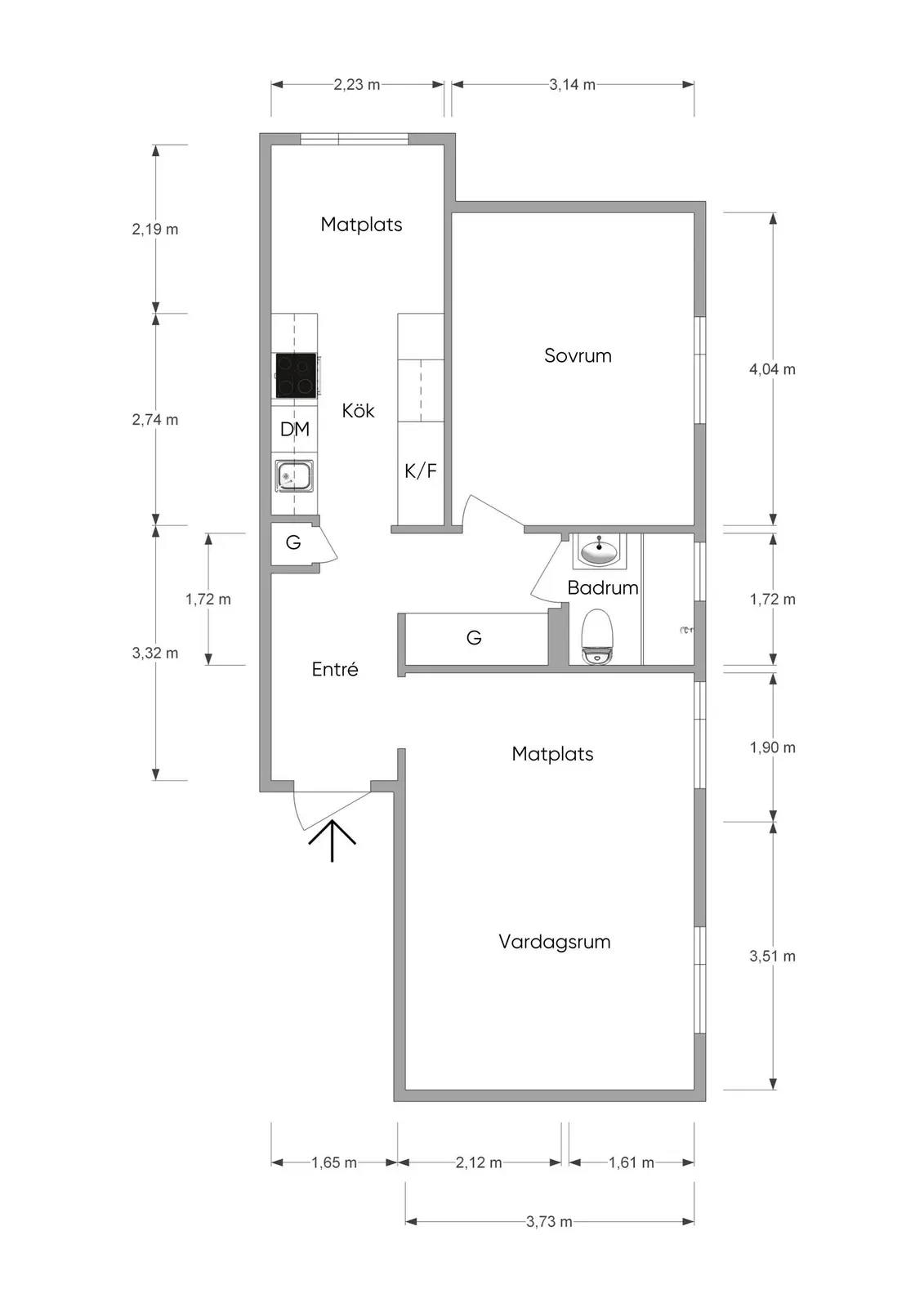 Planritning för Oxbacksgatan 8