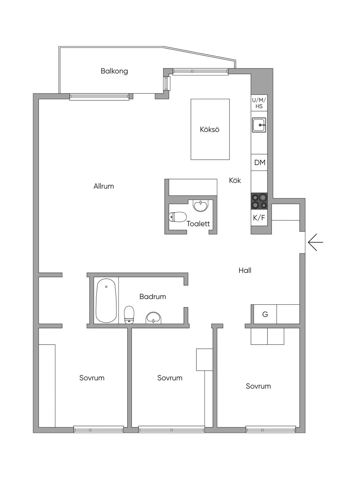 Floor plan for Sickla Kanalgata 97
