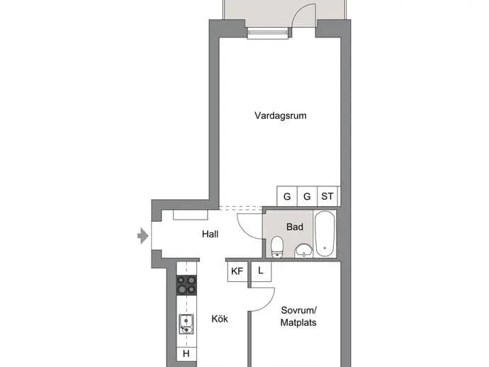 Planritning för SPANTGATAN 8B