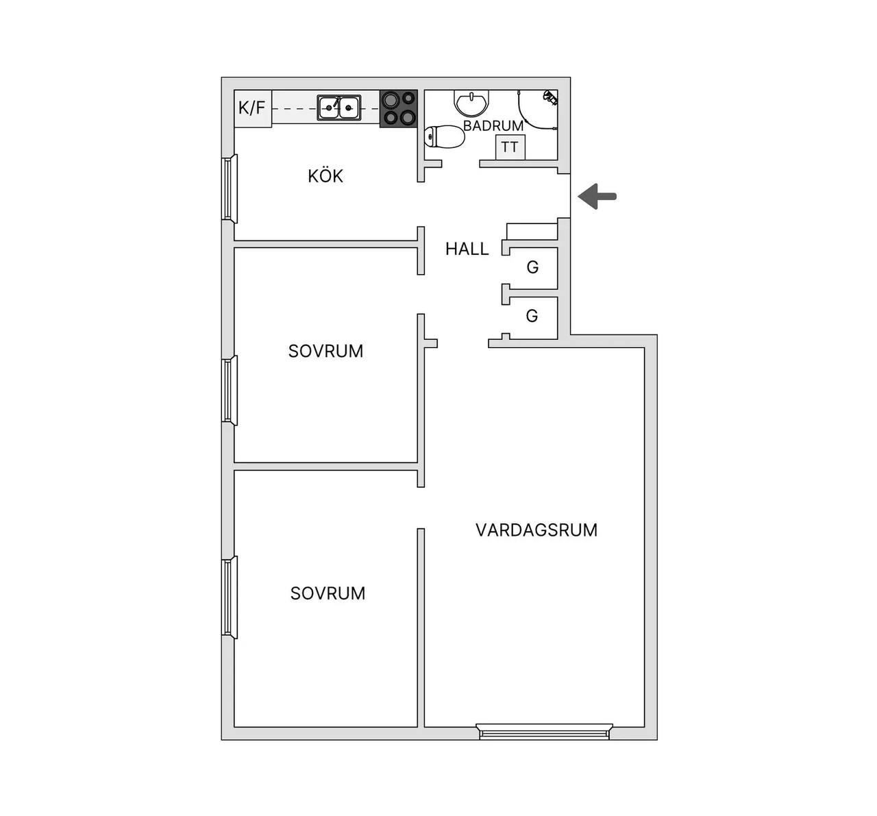 Floor plan for Lönngatan 60A