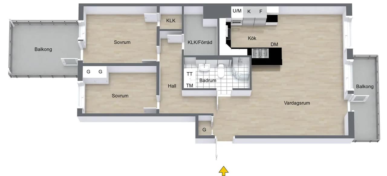 Planritning för Sågargatan 8B