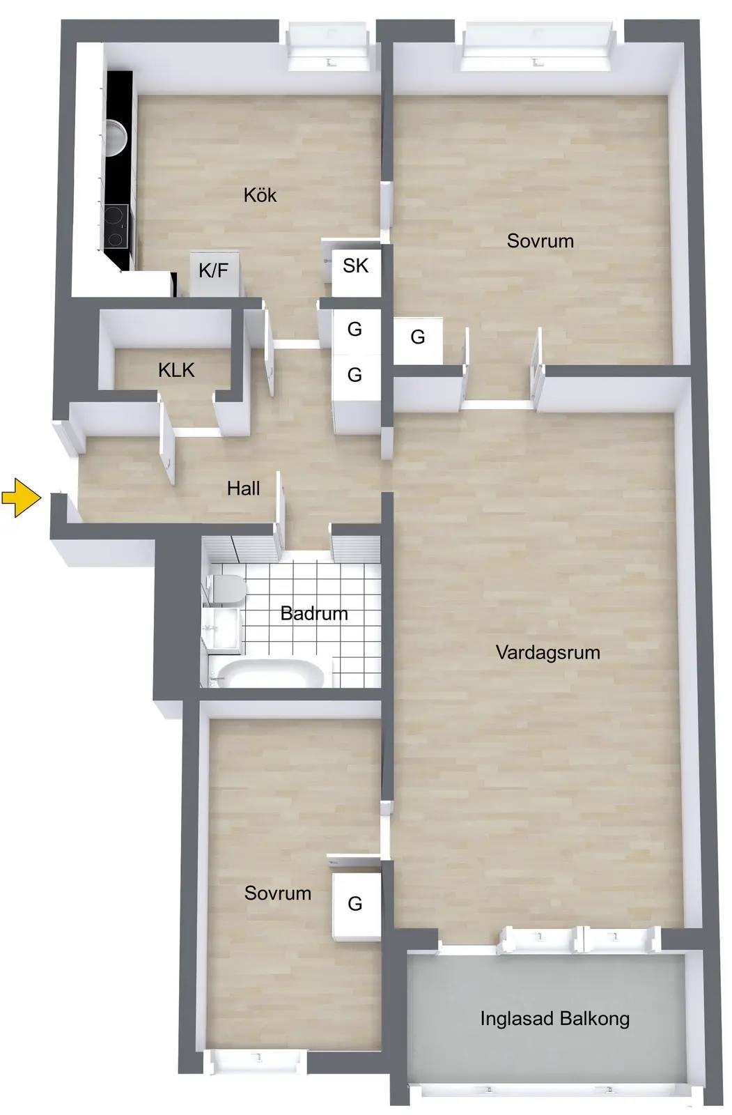 Planritning för Östra Ågatan 73c