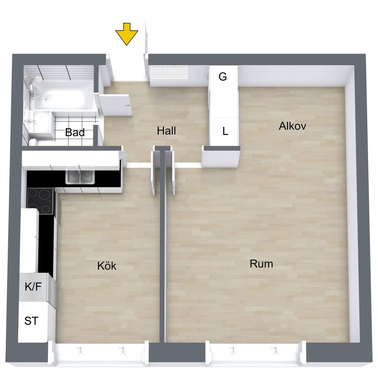 Planritning för Stigbergsvägen 4A