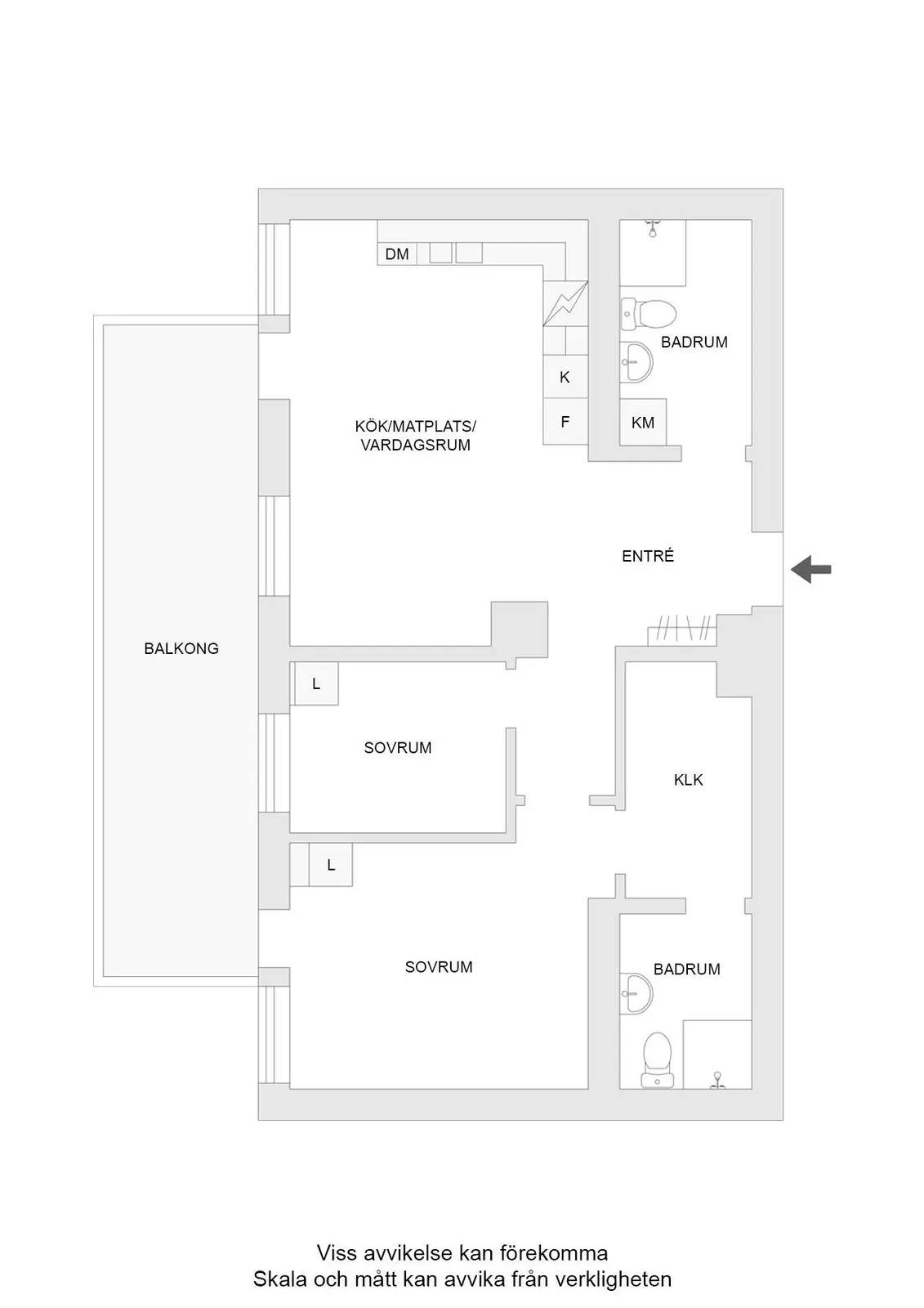 Floor plan for Släggargatan 1K