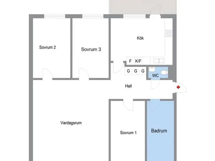 Floor plan for Kornvägen 2, 4 tr