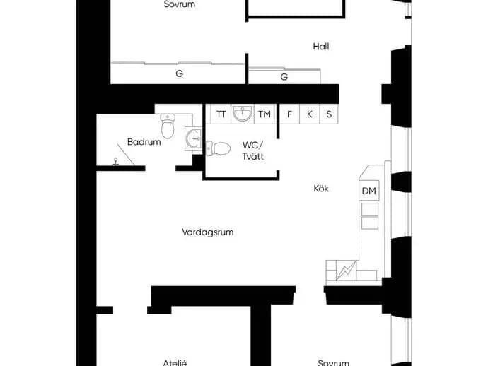 Floor plan for Kaptensgatan 2A