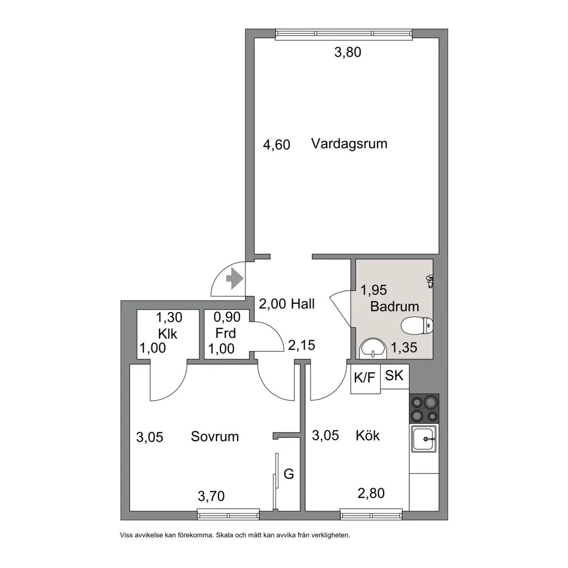 Floor plan for Engelbrektsgatan 28A
