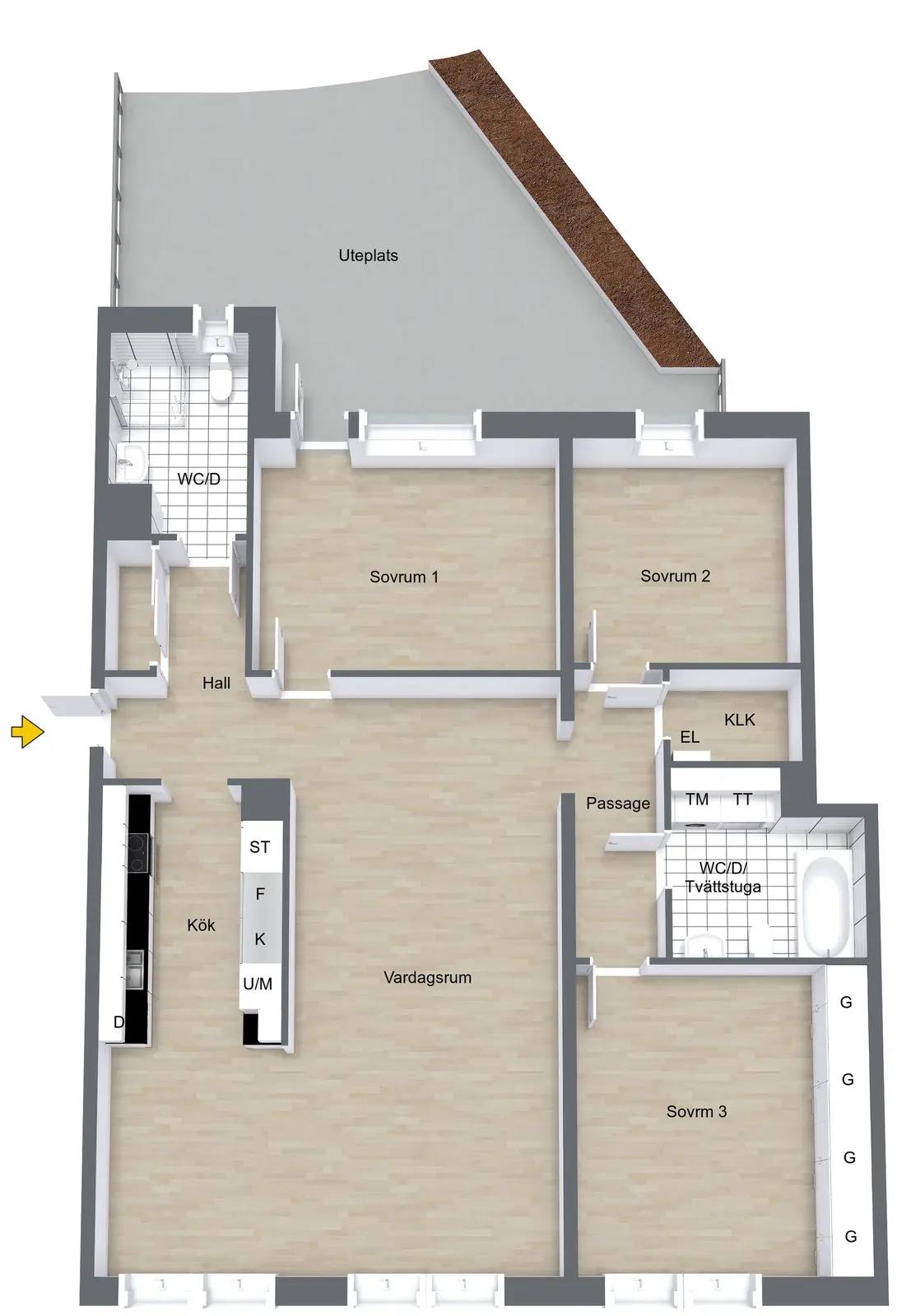 Floor plan for Eddagatan 1B
