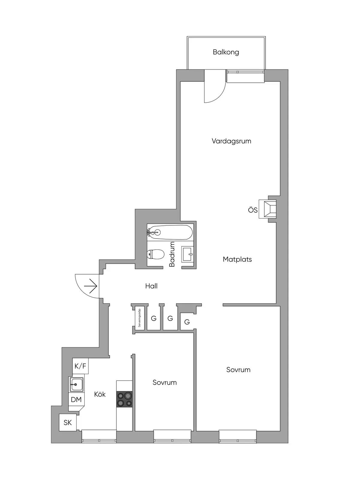 Floor plan for Grev Turegatan 64