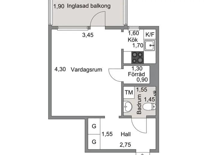 Planritning för Västergatan 17B