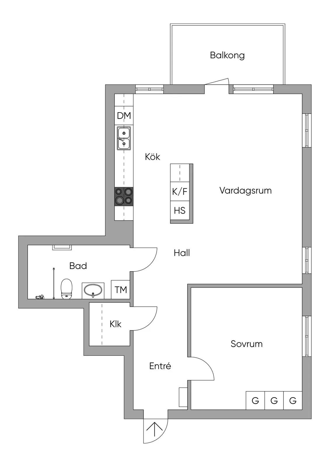 Planritning för Fruängsgatan 39, vån 5 av 9