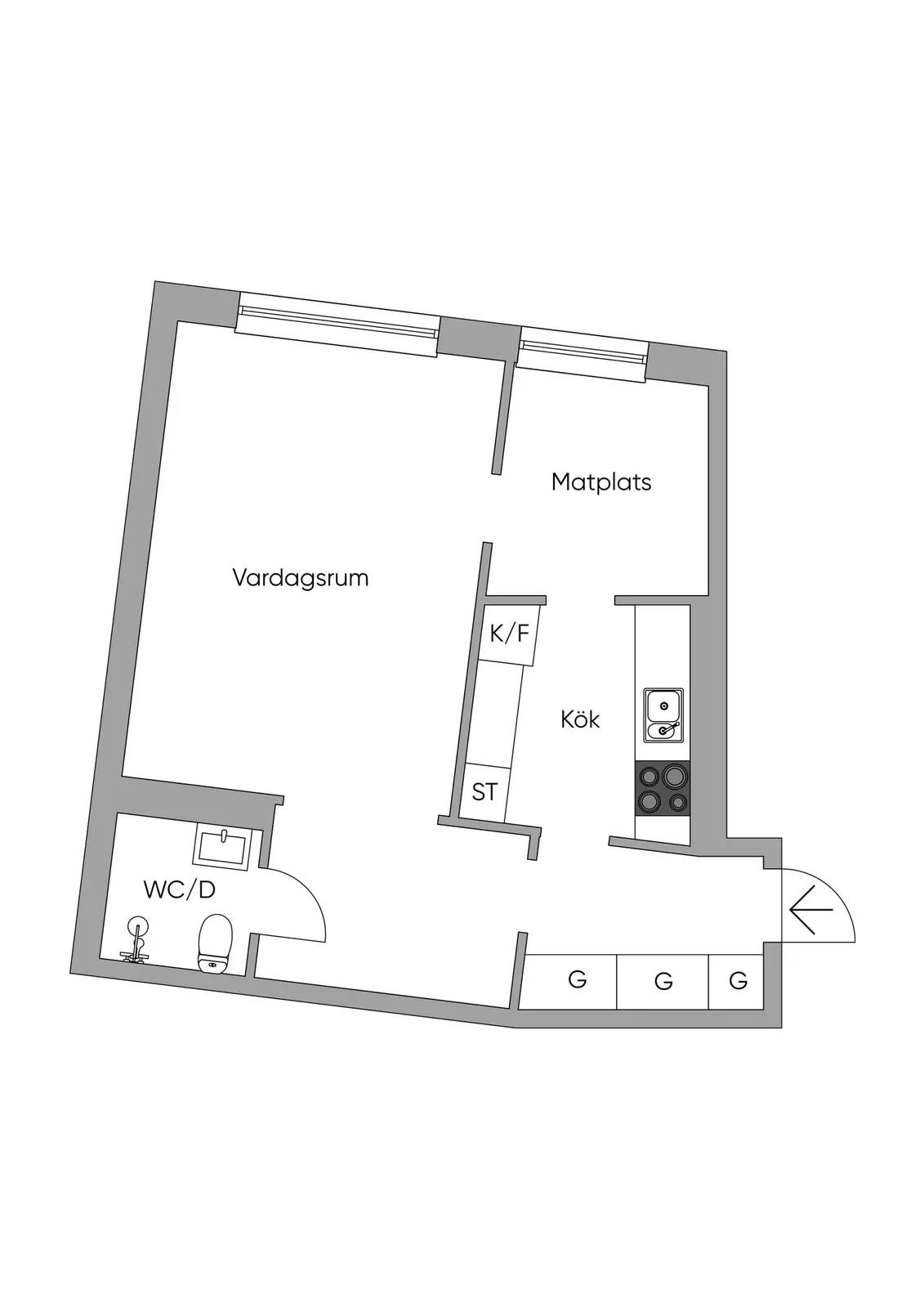 Floor plan for Jungfrugatan 64
